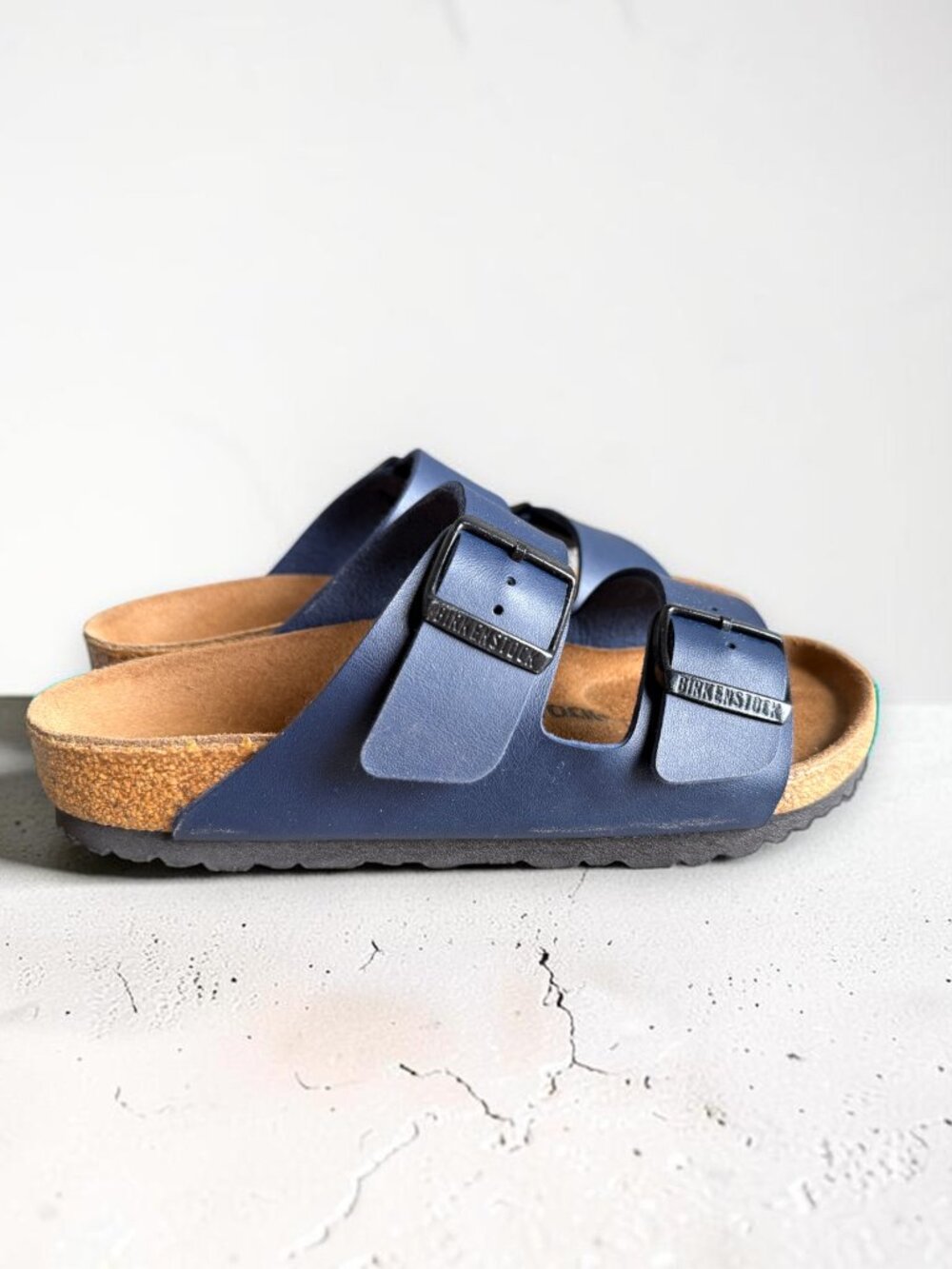 Birkenstock Arizona Blue Vegan Synthetic Black Buckle Regular Width  W6 M4 37 EU - Picture 11 of 12